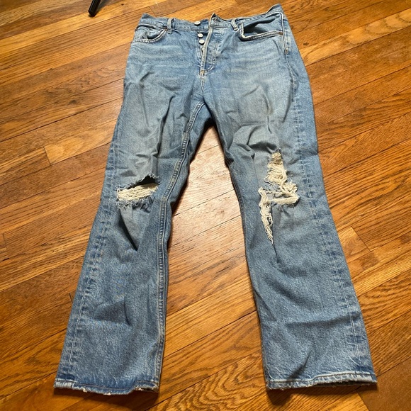 AGOLDE Riley Distressed Straight Crop Jeans Size 26 - Picture 3 of 10
